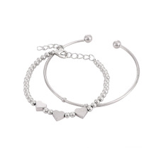 Shangjie OEM Belle petite amie Love Simple Bracelet Letter Alloy Sliver Sliver Bangle With Carm Bracelet